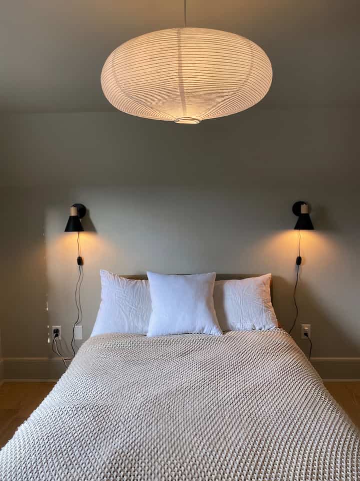 Embracing tranquility in my white simple bedroom! Less is truly more. 🛏️✨ #MinimalistLiving #BedroomGoals