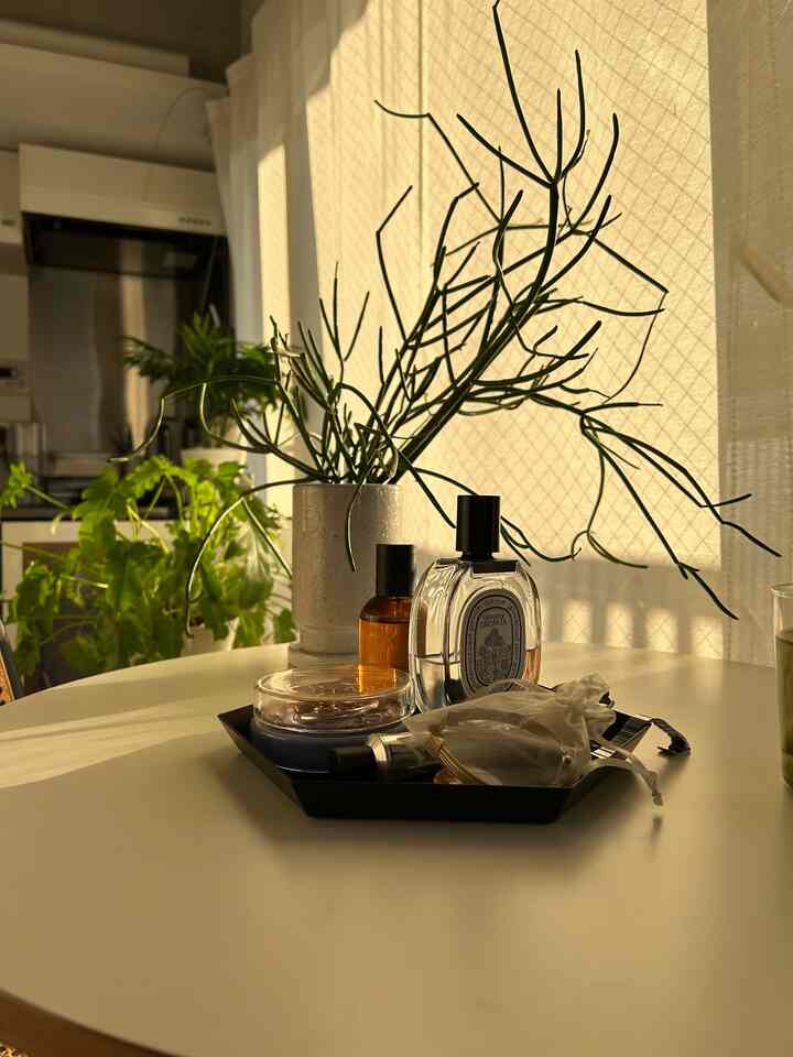 お気に入りのアクセサリーや香水は、HAYのトレイの上に

#ワンルーム　#一人暮らし　#アクセサリー　#香水