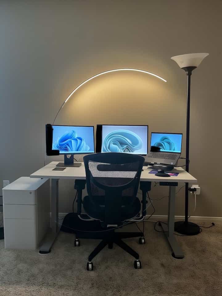 Bringing sleek design to my workspace with this white & black modern computer desk! Perfect for productivity and style. 🖥️✨ #HomeOffice #WorkspaceInspo