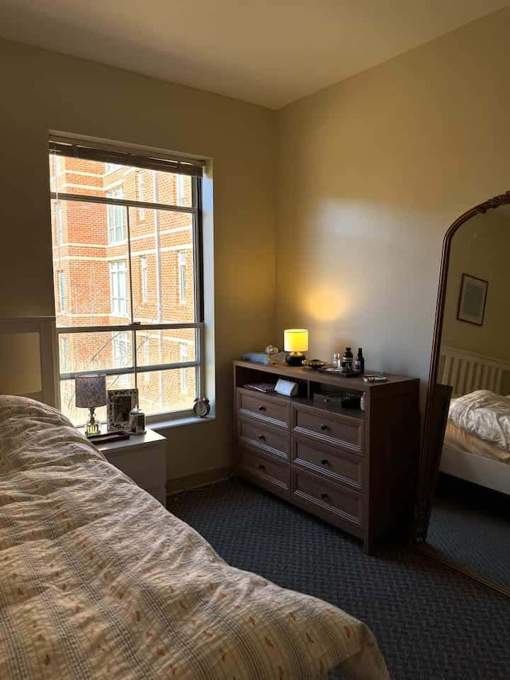 cozy bedroom🤍 
#bedroom #bedroominterior #cozy #dresser #mirror #ikea #lamp #Antique 