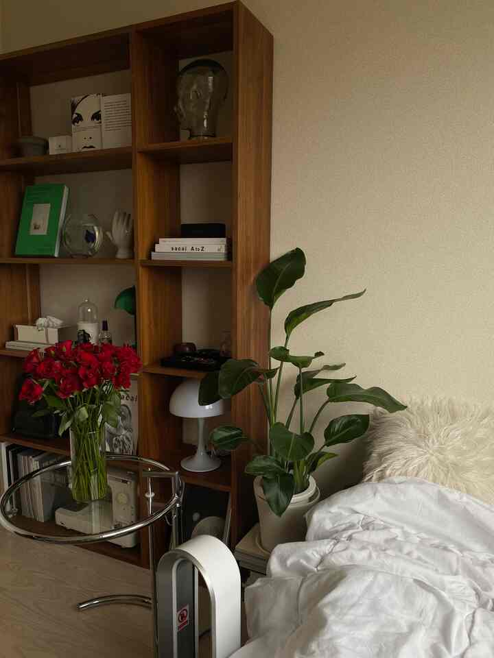 プロポーズの時にもらったバラもう懐かしいなあ🥹普段寒色系の色が好きだから、赤があるとすごいインパクトある

#スタッキングシェルフ #グリーンカラー #アイリーンテーブル #私の部屋