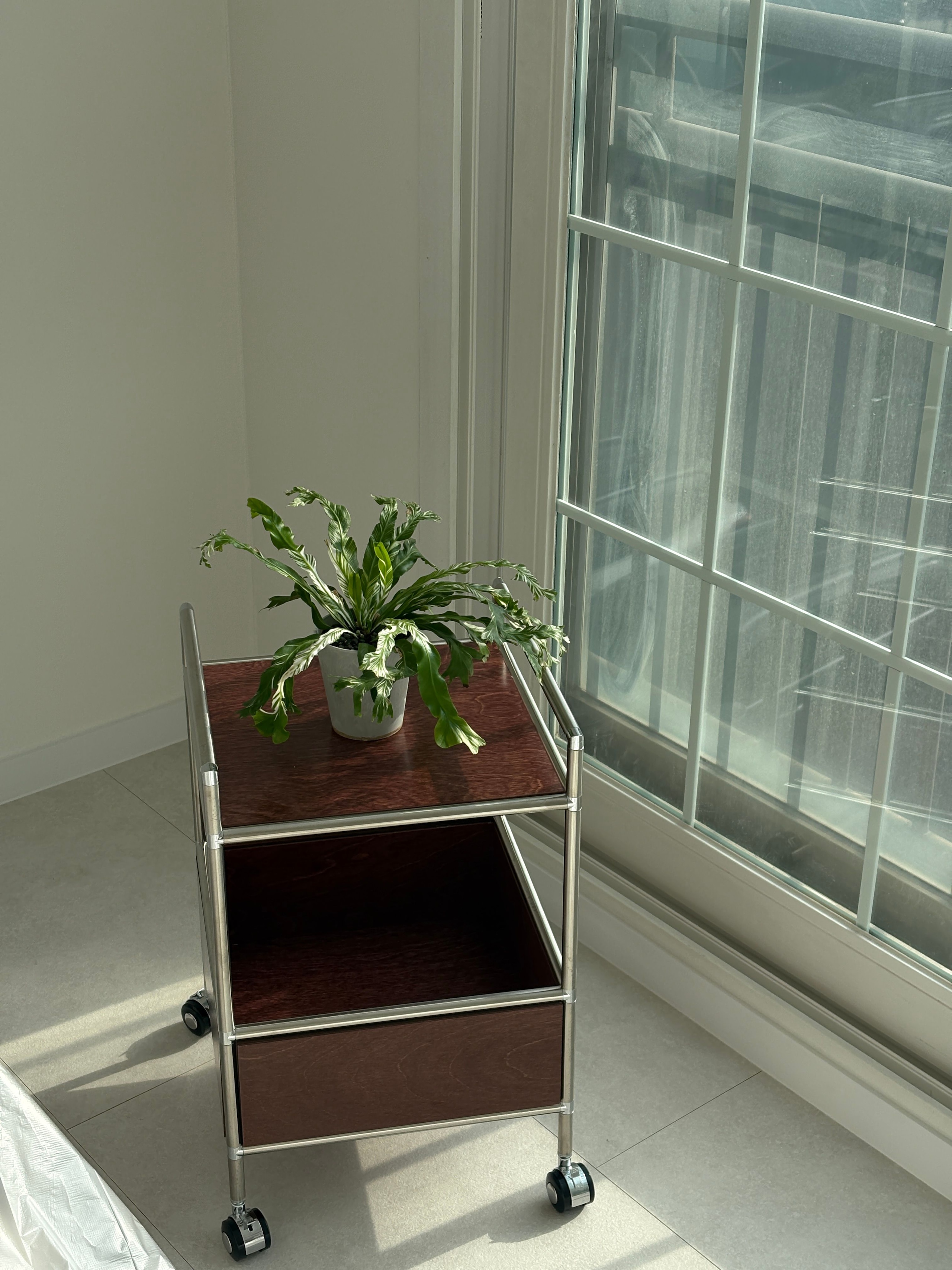 Wood & Steel Rolling Side Table user photo