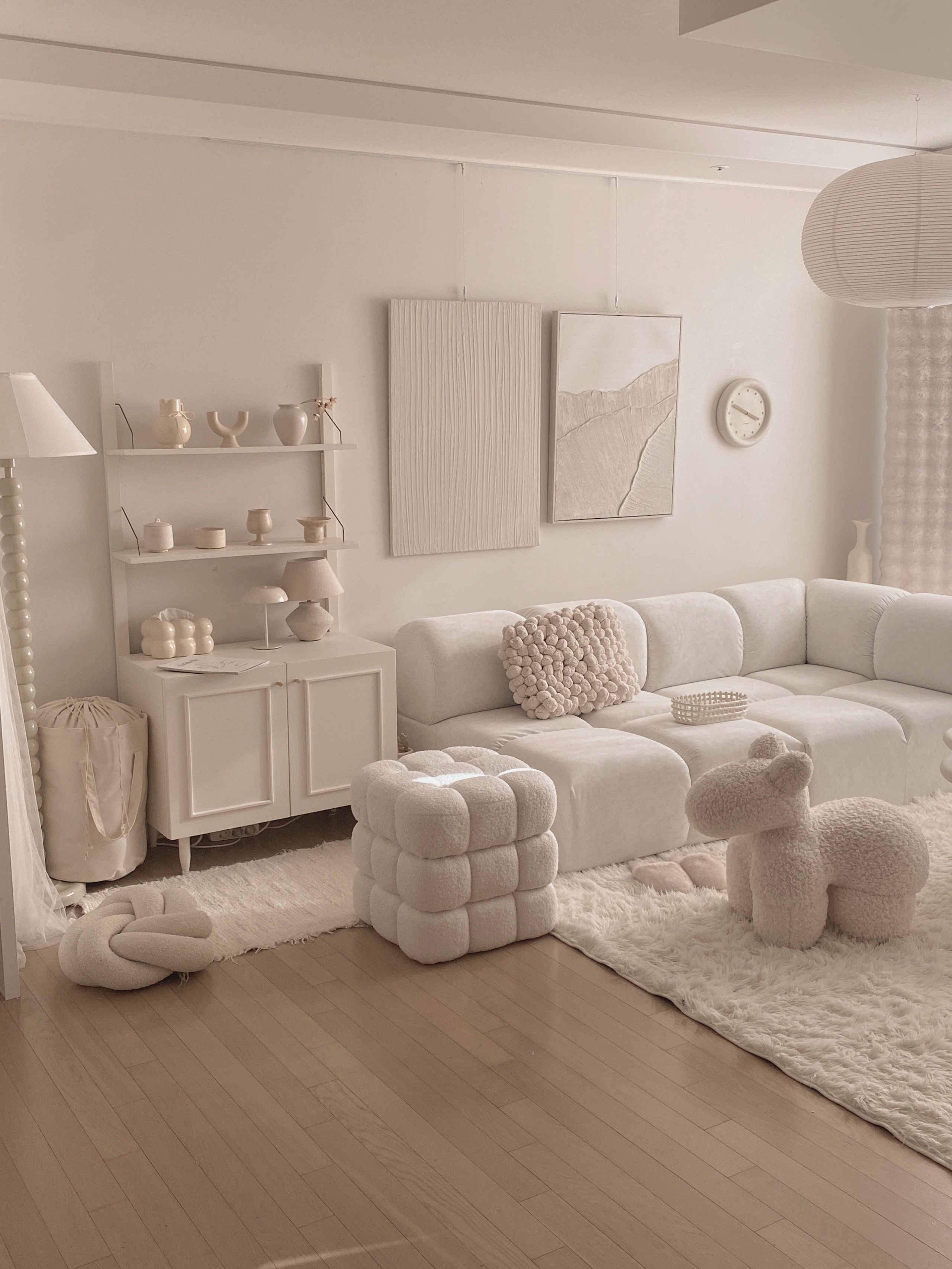 Cubic White Fabric Stool user photo