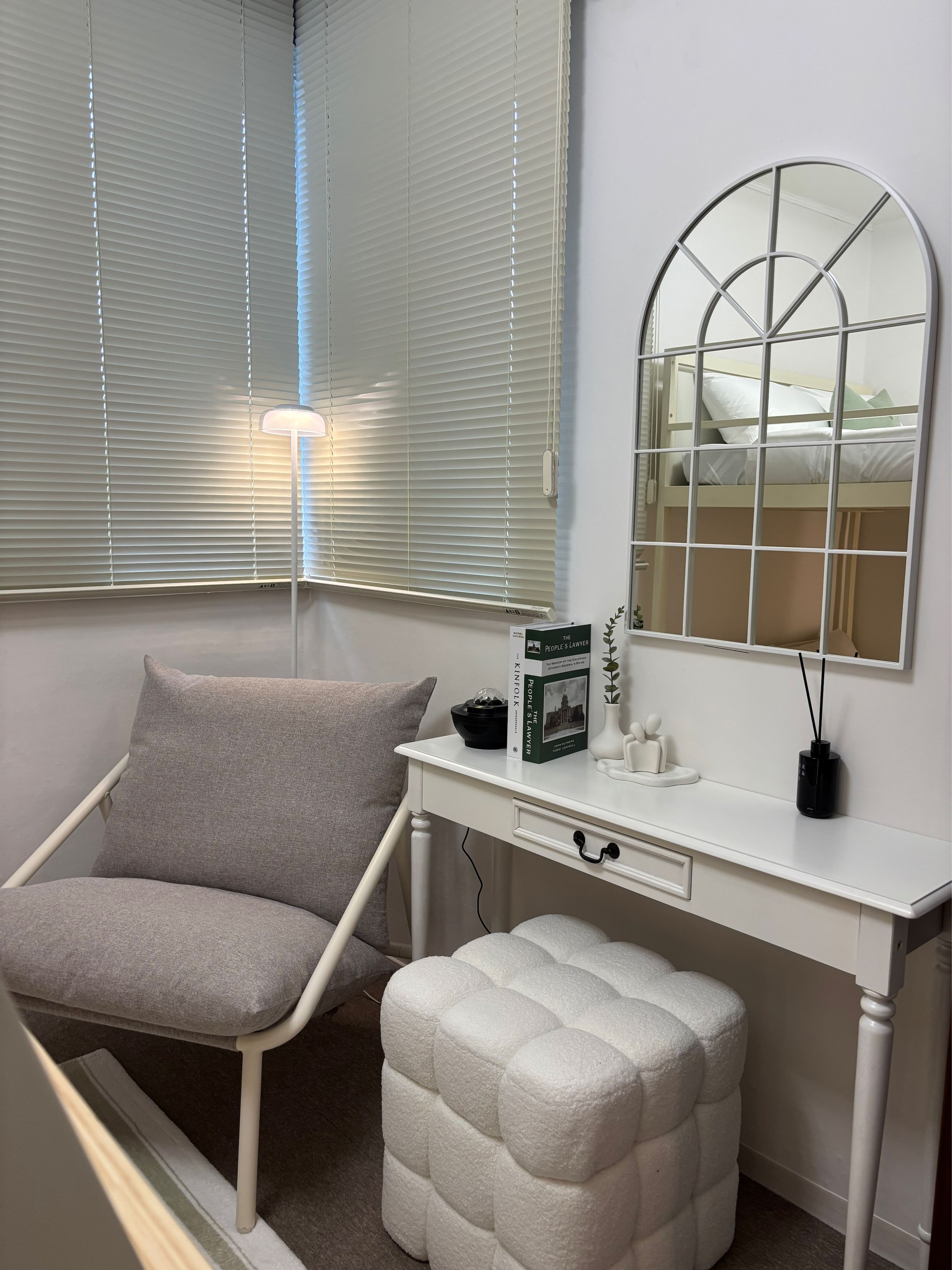 Cubic White Fabric Stool user photo