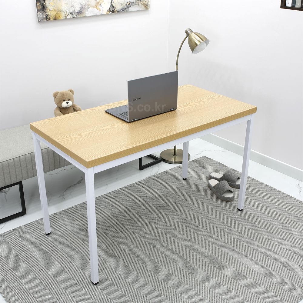 오디엔즈 W1200 x D600 오크컬러 화이트다리 입식테이블 / 일자형책상 LWK12060