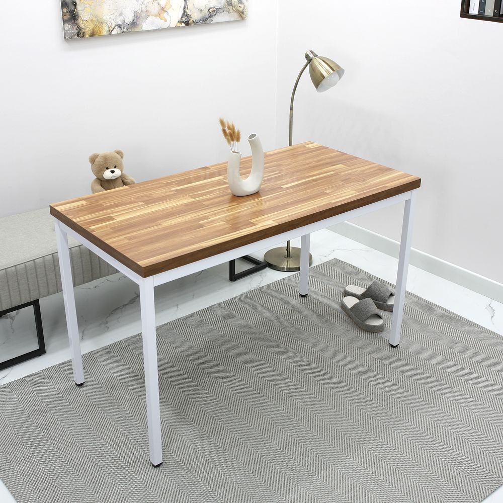 오디엔즈 W1200 x D600 밤부컬러 화이트다리 입식테이블 / 일자형책상 LWB12060