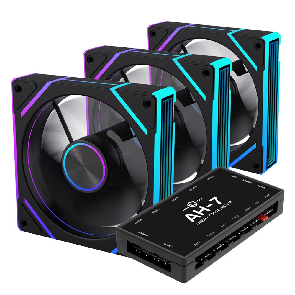 leadcool 인피니티 EVO-120 ARGB PWM 리버스 블랙 3키트 120mm 케이스 쿨링팬