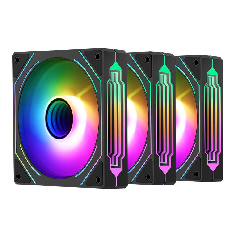 SEGOTEP HB12 리버스 ARGB PWM 블랙 3팩 시스템쿨러 120mm 저소음 쿨링팬