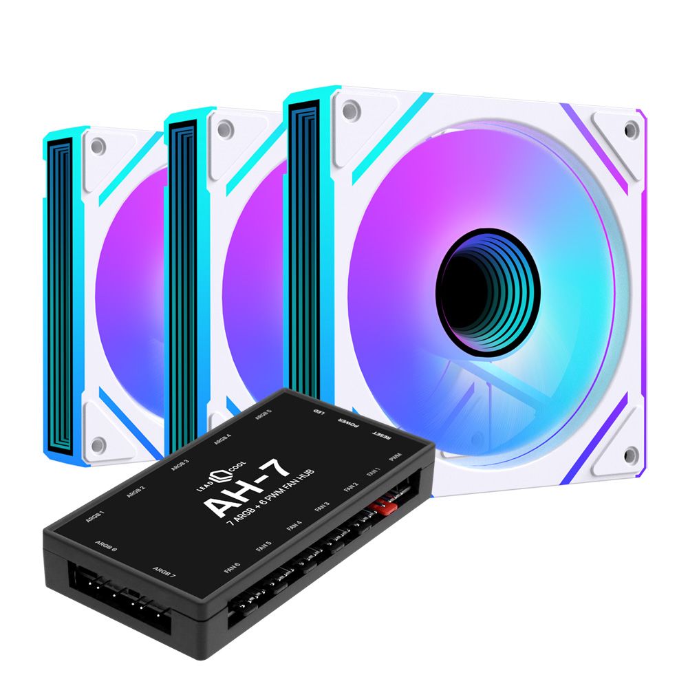AONE STORM 인피니티 PRO ARGB PWM 리버스 화이트 3키트 120mm 쿨링팬