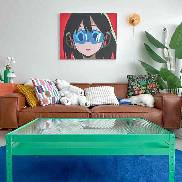 Living room decorated by dad
I decorated it because I wanted to show my child only pretty things
It's the first time, so there are a lot of shortcomings, but I hope it gets better #집꾸미기 #컬러인테리어 #레어로우 #알로소펫스텝 #이케아 #렉슨 #우리집인테리어기록