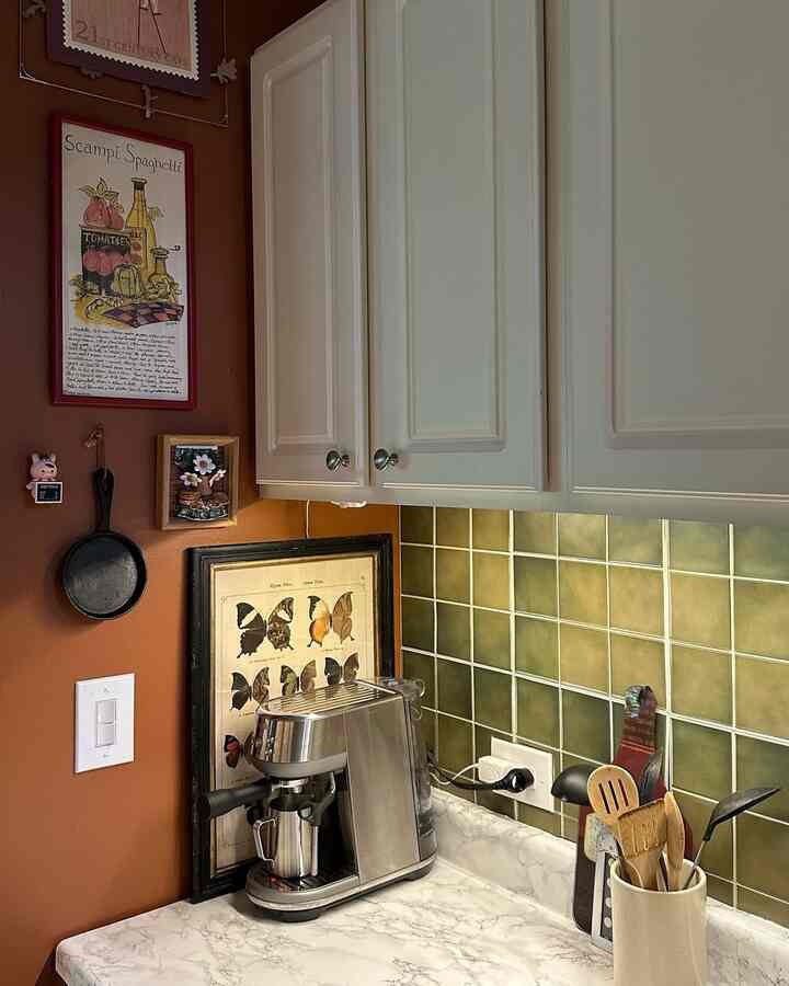 Serving looks as fresh as these green tiles 💚🍽️ 
credit: @homebodybeck
#KitchenGoals #TileStyle #GreenDetails


