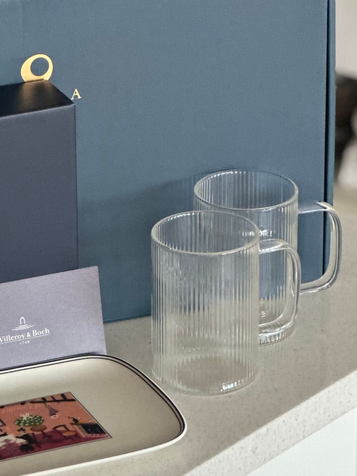 Selena Ribbed Glass Mug Set of 2 (14 oz) user photo