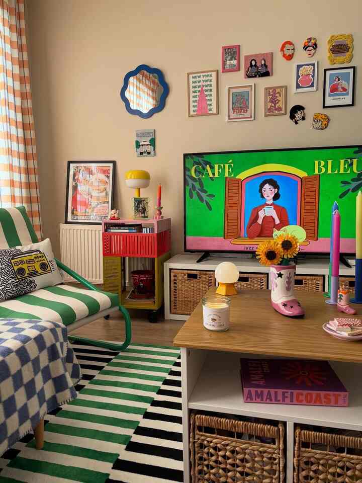 A cozy burst of color and nostalgia 🌈
Mixing stripes, checks, and playful art to make every corner feel alive.
This little living room is my happy place, bright, quirky, and full of stories. ☕🎨

Credit: @gilmoresshome

#ColorfulHome #RetroVibes #EclecticDecor #PlayfulInterior #HomeInspo #MaximalistStyle #CozyCorners #ArtLoverHome #HomeStyling #LivingRoomDecor #BoldPatterns #CreativeSpace #HappyHome