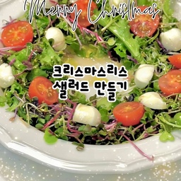 간단하게 만드는 크리스마스 리스 샐러드🥗🍯🍋🍅
연말 테이블을 화사하게 밝혀줄 
크리스마스 리스 샐러드예요.
특별한 조리 없이도 플레이팅만으로 분위기가 살아나요 
🥗재료
* 믹스 샐러드 채소
* 방울토마토
* 보코치니 치즈
🥗만드는 법
1. 접시 테두리를 따라 샐러드 채소를 
동그랗게 담아 리스 모양을 만들어요.
2. 반으로 자른 방울토마토와 보코치니 치즈를 
색감이 살도록 골고루 올려주세요.
3. 올리브오일을 가볍게 두르고, 레몬즙을 상큼하게 더한 뒤 마지막으로 꿀을 휘리릭 뿌려주면 완성 🍯🍋
상큼한 레몬 향에 꿀의 은은한 달콤함이 어우러져
연말 파티나 홈파티 메뉴로 딱 좋은 샐러드예요 🎅🎄
취향에 맞게 견과류를 더해도 잘 어울려요!
#콘수프필름 #샐러드접시 #샐러드레시피 #샐러드그릇 #샐러드접시 #보코치니 #리스샐러드 #크리스마스음식 #홈파티음식 #맞팔 #집밥메뉴 #집밥기록 #샐러드플레이팅 #샐러드만들기 #맞팔 