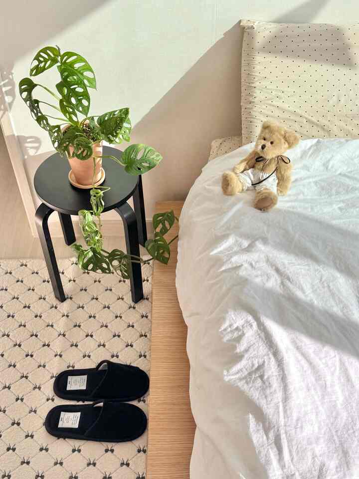 #콘수프기록집 #인테리어노하우

Meskipun warna putih hangat dan kayu adalah warna utama di rumah saya,

ketika ruangan terasa terlalu lapang, saya menambahkan sedikit warna hitam 🖤

Ketika warna hitam dimasukkan ke dalam aksesori kecil atau pencahayaan, warna tersebut dengan tegas menahan pusat ruangan, membuat ruangan terlihat jauh lebih canggih dan menambah kesan berbobot!

Saya menggunakan tanaman seperti halnya furnitur atau aksesori, tetapi saya paling sering memilih tanaman yang menjuntai dari rak 🌱

Rasanya seperti tanaman dengan lembut membungkus garis-garis kaku furnitur, membuat ruangan terasa jauh lebih penuh.

Mungkin tampak biasa saja, tetapi Anda akan melihat perubahan dramatis dalam suasana rumah Anda hanya dengan dua hal ini ◡̈ 🤍

#TodaysHome #집들이 #홈스타그램 #인테리어 #홈데코 #우리집 #신혼집 #신혼부부 #침실인테리어 #침실꾸미기 #침대배치 #화이트우드인테리어 #내추럴인테리어 #우드인테리어 #화이트인테리어 #원목가구 #홈스타일링 #데일리홈 #감성인테리어 #맞팔 #맞팔해요 #맞팔환영 #저상형침대프레임 #저상형침대 #홈스타일링 #평상형침대 #평상형침대프레임 #작은방꾸미기