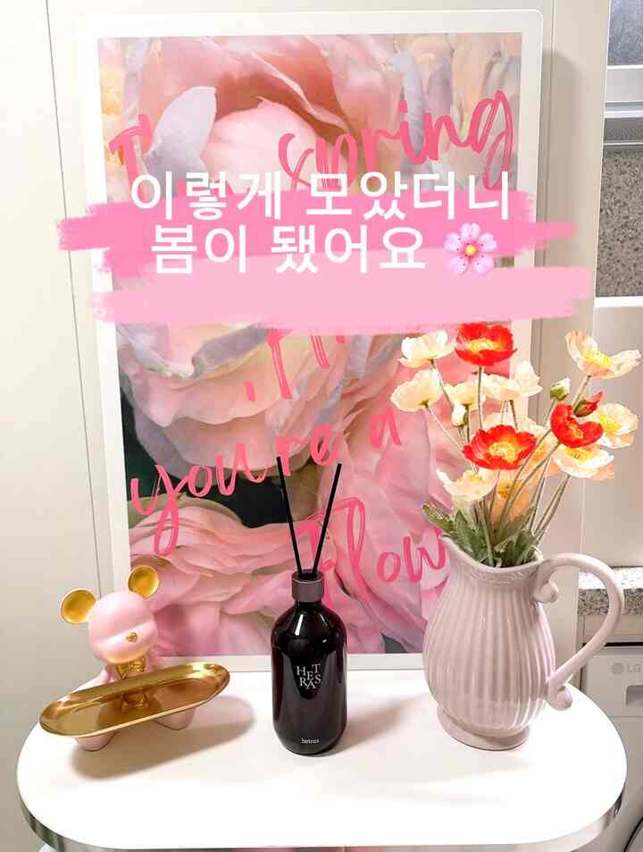 ドアが開くとすぐに春です🌸
家に入るとすぐ春。

春は何と言っても
花とピンクじゃないですか🌷

私が選んだ春のお土産は3つあります。

🌸ピンク額縁テーブル

見るだけでも桜が飛び散る感じ。
主な役割は米を担当するのは秘密ですが、 
額縁にすでに「私は春」と書いてあるので説明の終わりです。

🌷花瓶+調和

生花の代わりに管理しやすい調和で選択。
ピンクの背景の上に明るい花を上げる
色味がはるかに鮮明になりました。

🌼ディフューザー

家が贈り物としてもらった商品ですが、
花から出ない香りを代わりに満たしてくれます。
目で見る春に香まで加える
空間がはるかに生きている感じです。

新しく買ったことはありません。
ただあったものを集めて
色を合わせて、花を上げて、お香を加えただけなのに家の雰囲気が一層すっきりとなりました。

春は遠くではありません。
色一つ、花一つ、香一つでも
十分に始まります🌷

But… ..

春は到着しました。
私の隣はまだシベリアです❄️😂



＃春のお祝いの家＃春のお祝い＃春のお祝いの装飾＃春のインテリア
＃花瓶＃調和＃フレーム＃3段棚＃トレイ＃ピンクインテリア＃ピンクテリア＃ワンルームインテリア＃ワンルームインテリア＃自家製インテリア＃春のインテリア＃自家製インテリア＃玄関インテリア＃インテリアアクセサリー＃カラーインテリア＃パステルインテリア 