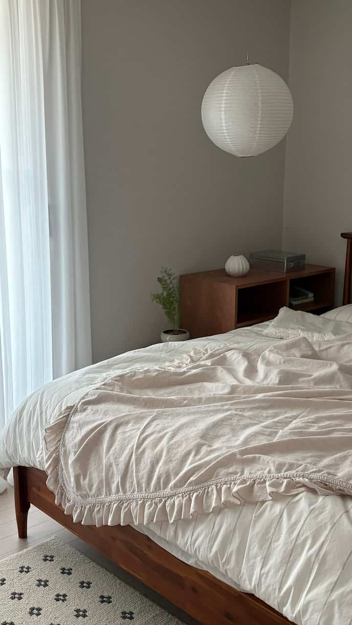 乱れたリネンがきれいで映像で撮ってみました。 ☺️
ずっと前に色味が良くて購入したリネンなのに歳月の痕跡が残り、あちこちに破れたところがありますね。 ㅎㅎそれでもそれがもっと情が行って良いです。過ごしてみるとふと、いつも私が必要とする時、その場にあるものがとても大切でありがたいと思います。わびさびは人生をより豊かにしてくれると思います。 
＃コンスープ記録集＃コンスープ記録＃ワビサビ＃リネン＃寝室 
＃寝具＃寝室のインテリア＃寝室の飾り 