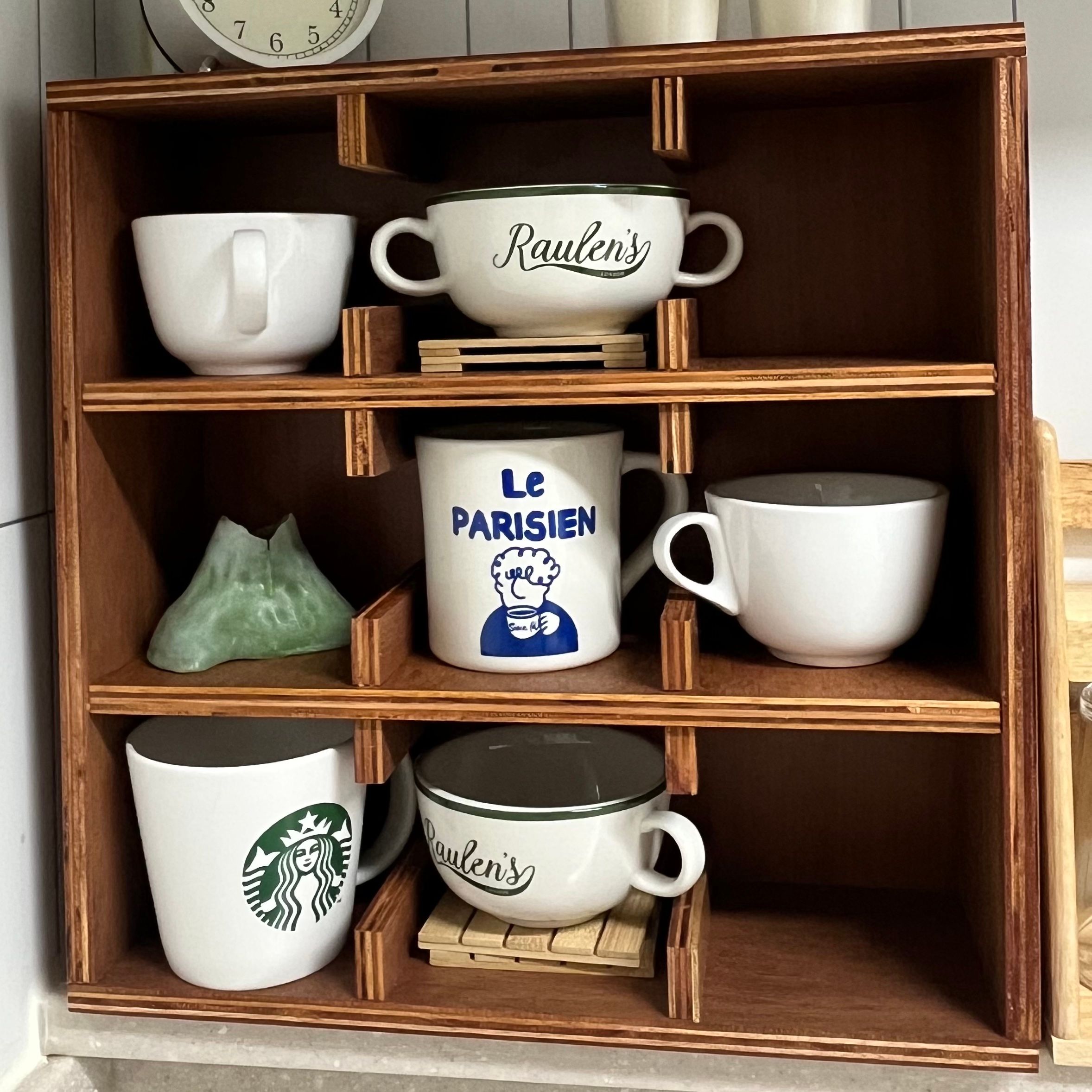 O'gre Old Cafe カップ収納ラック ブラウン 加工木材 高さ 37cm 幅