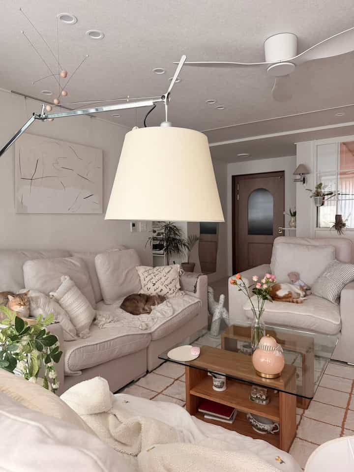 ＃今日の私たちの家＃コンスープ記録集

夢の国を旅しているニャンたち🐱

私も早く退勤して癒したいですね。🫧

まもなく週末ですね！もう少しファイティングです!!


＃リビングルーム＃コージーインテリア＃リビングスタイル＃リビングスタイル＃ソファテーブル＃ソファ＃モジュールソファ＃アルテミデ＃シリングファン＃モビル＃フレーム＃キャンバスフレーム＃壁＃ラグ＃ハウススタイリング＃中文 