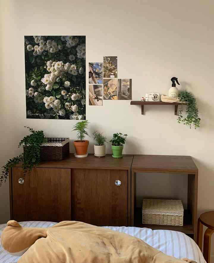 Aku sedang mempertimbangkan apa yang akan kupakai untuk menghias bagian atas meja riasku, jadi aku menerima beberapa rekomendasi tanaman dan mencari barang-barang yang mirip dengan yang disarankan.

Semuanya sangat cantik sehingga aku hampir gila... 🤭

Namun, karena gajian belum tiba, aku buru-buru ke Daiso untuk sementara waktu... (Aku memang penggemar Daiso...)

Aku membeli beberapa pot kecil dan bunga segar yang benar-benar menarik perhatianku dan menghias ruangan.

Menantikan munculnya pot-pot yang lebih cantik lagi segera... ㅎ

Untuk saat ini, aku puas ><

#RumahHariIni #오늘의방 #오늘의기록

#PecintaRumah #집꾸미기 #방꾸미기 #공간기록

#Kenari #월넛가구 #브라운 #브라운인테리어

#TantanganInteriorTanaman..? #식물데코 #화분 #화분인테리어
#RumahHangat #편안한공간
#Daiso #다이소화분 #테무 #아기자기