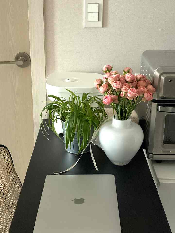 インテリアを生かす花🌸
春も来てるので本当に久しぶりに花市場に行って買ってきたバラですよ✨
空間の雰囲気を生かすにはやっぱり華やかな花だけがありませんね:)


＃コンスープ記録集＃インテリアノウハウ＃インテリア＃フランテリア 