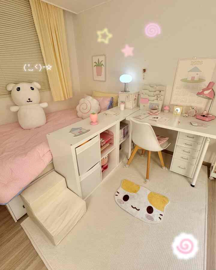 春のお部屋の構造を変える🌸🫧🍥  

＃4平方＃スペシャルクリエイター＃コンスープ記録＃コンスープ記録集＃装飾＃ピンクインテリア＃ピンクルーム＃子供部屋ベッド＃子供部屋家具＃ラグ＃子供部屋インテリア小道具＃小学生部屋インテリア＃ダックルーム
