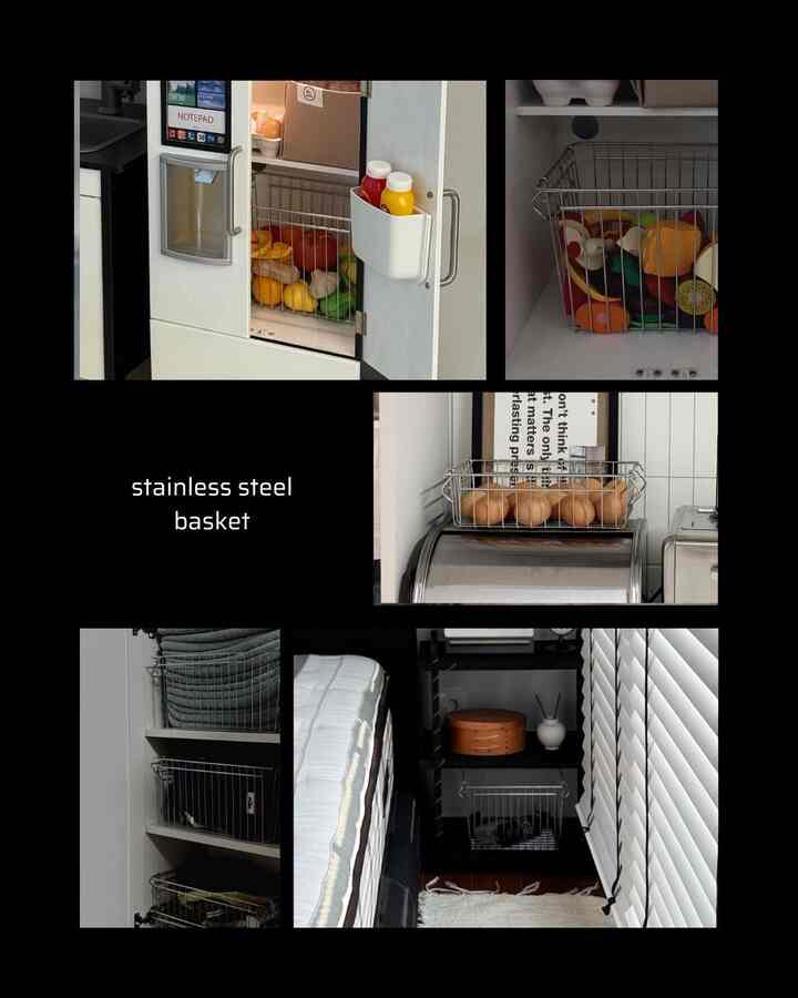 ＃愛着サリムテム＃サリムの達人＃ステンバスケット＃スチール家具＃ステン家具＃バスケット＃バスケット＃おもちゃ整理＃整理用品＃整理精度＃整理箱＃収納箱＃メゾンドコマ＃ワイヤーバスケット＃ワイヤーバスケット＃鉄製収納ボックス＃ブラックインテリア＃狭いキッチンインテリア

今回、サリムの達人映像を作りながら、私たちの家の収納用品の中で紹介するものを探してみると、
本当にこの製品をたくさん使っていたんですよ :)

低言部内金耐山です。 

長方形の形で物を入れやすく、各バスケットごとに積層が可能なので、狭い空間に使用するのもよかったです。 
中に内容物が見えて物を確認しやすいのですが、ステンバスケットなので、かなり汚れて見えるというよりは、それさえ感性的に見えましたよ:) 

サイズも様々なのでバスケットが必要な場合は一度検討してみてください👍🏻