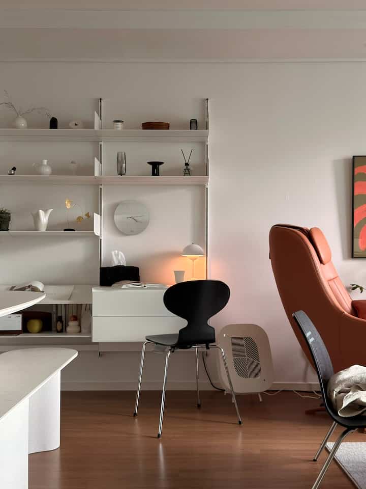 長い間愛されるには理由があるようです。 
#プリッツハンセン製品は価格帯があるので悩み悩みの末に入るようになりますが、使ってみると悩んだ時間が惜しいです。頑丈で長く見ても飽きのこないデザイン！ 
#アントチェア 

＃キッチンシェルフ＃キッチン収納＃ウォールシェルフ＃ディエロフローシェルフ＃コンスープ記録集＃賢明な消費2