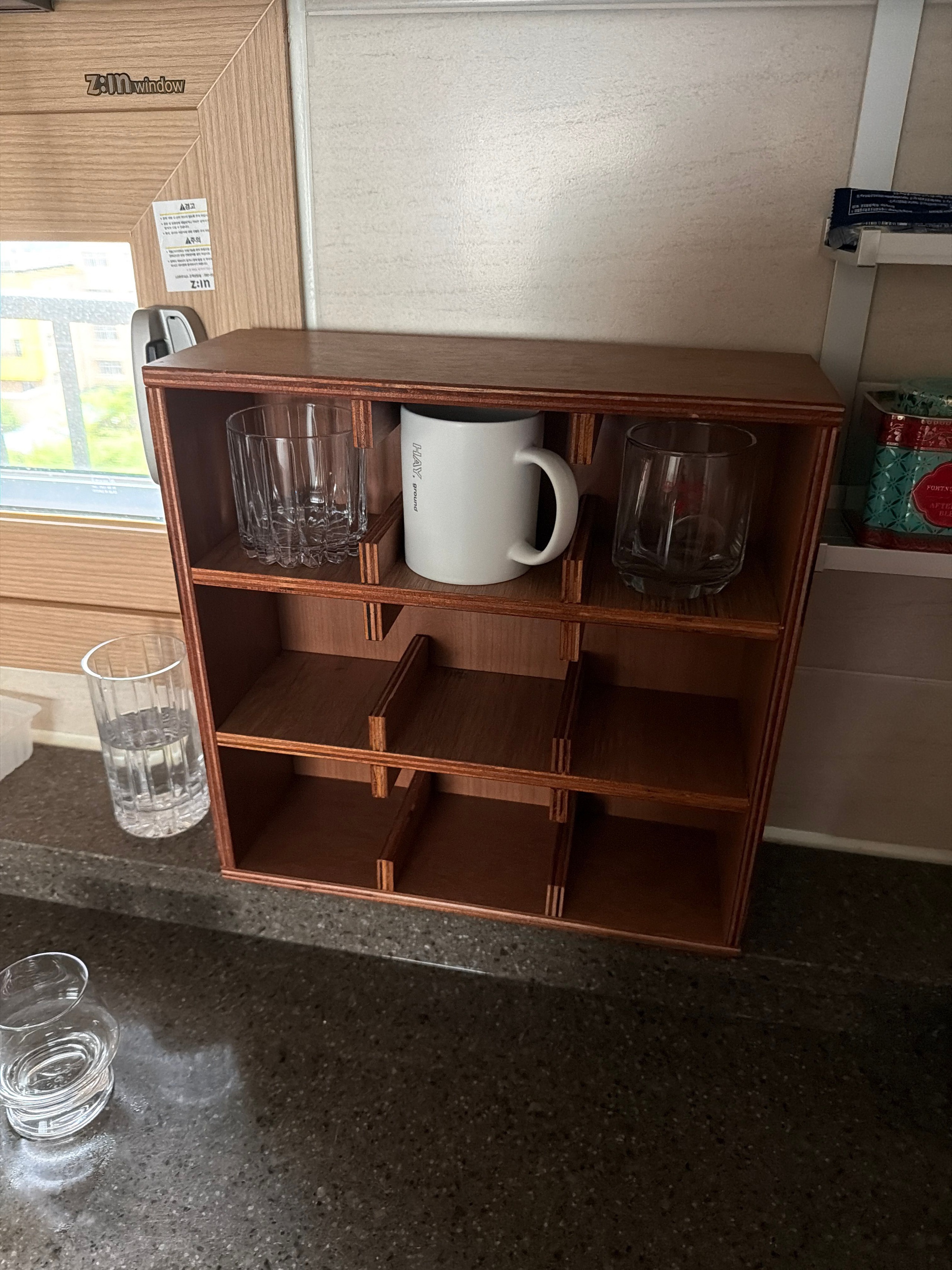 O'gre Old Cafe カップ収納ラック ブラウン 加工木材 高さ 37cm 奥行き