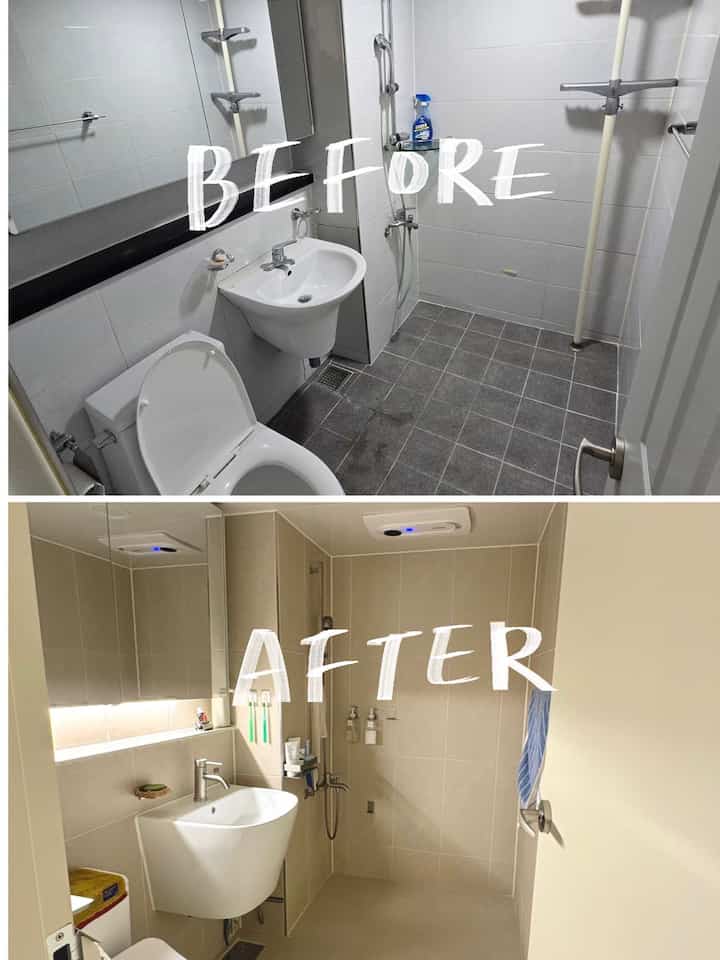 ＃構築使用説明書

30年の建物のアパート全体のインテリア 
トイレはそのまま使えるかな。 
インテリアを作るために非常に良い過去の私たち！ 

床タイル勾配が少し合わない 
毎日スキージで使うべき手間がありますが、
満足する我が家は小さなバスルームです🫶🏻

＃コンスープ記録集＃バスルームインテリア＃トイレインテリア＃構築リモデリング 