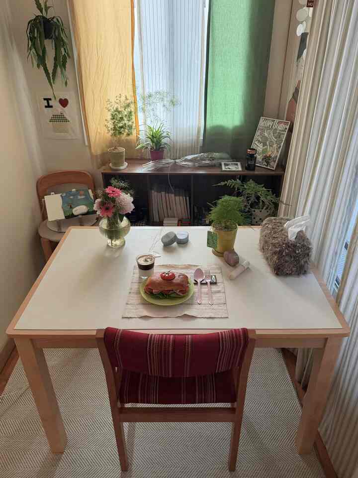 自炊生を幸せにするもの集 zip 𓂃⋆ 🏠

❶私の好みで行った部屋
❷好きなサンドイッチの組み合わせ
❸初夏のきれいな花で満たされた花瓶
❹ 降りたばかりのアイスラテ

皆さんが自宅で味わう幸せは何でしょうか.. 🫠

＃コンスープの記録#今日の私の家  