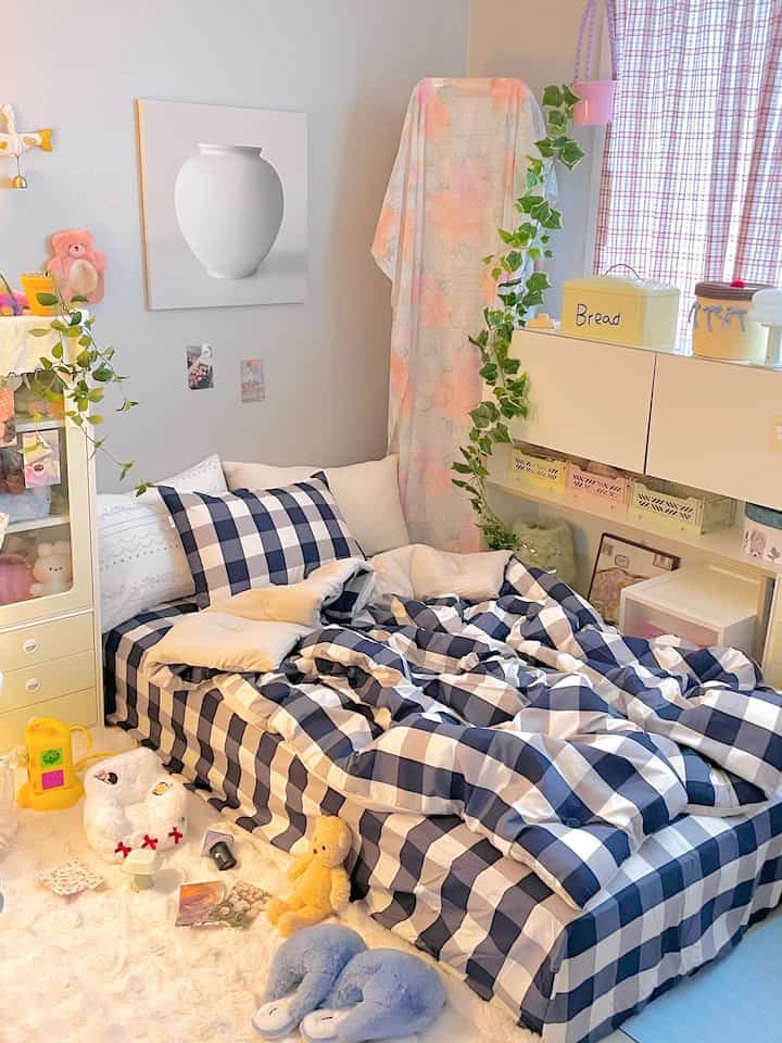 ビッグチェックパターン寝具は幅広く魅力的です...★

寝具を変えるたびに雰囲気の切り替えも簡単です。 
寝室の飾りはとても楽しいです🍐

＃マグミネ＃チェック＃チェック布団＃チェック寝具＃寝室＃寝室飾り＃寝室インテリア＃マットレス＃ベッド＃布団おすすめ＃家の装飾＃部屋の装飾＃フレーム＃キャンバスフレーム＃収納＃カラーインテリア＃パステルインテリア＃感性 
