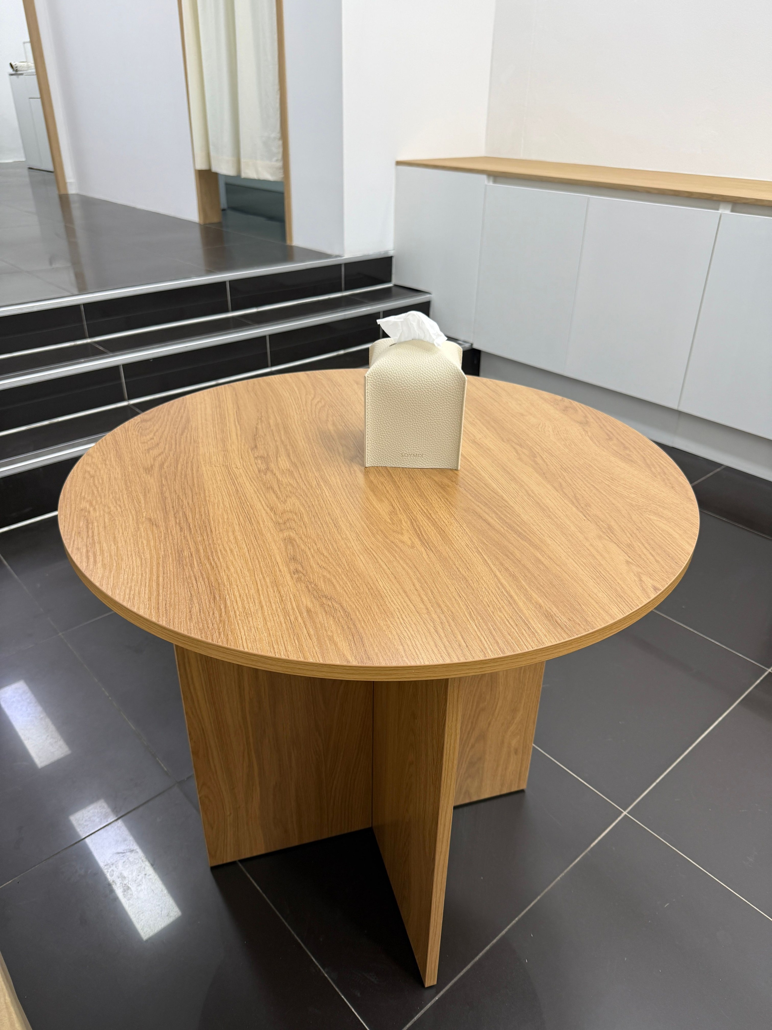 woodray ホームカフェ 円形 テーブル 80cm ホワイト 加工木材 高さ