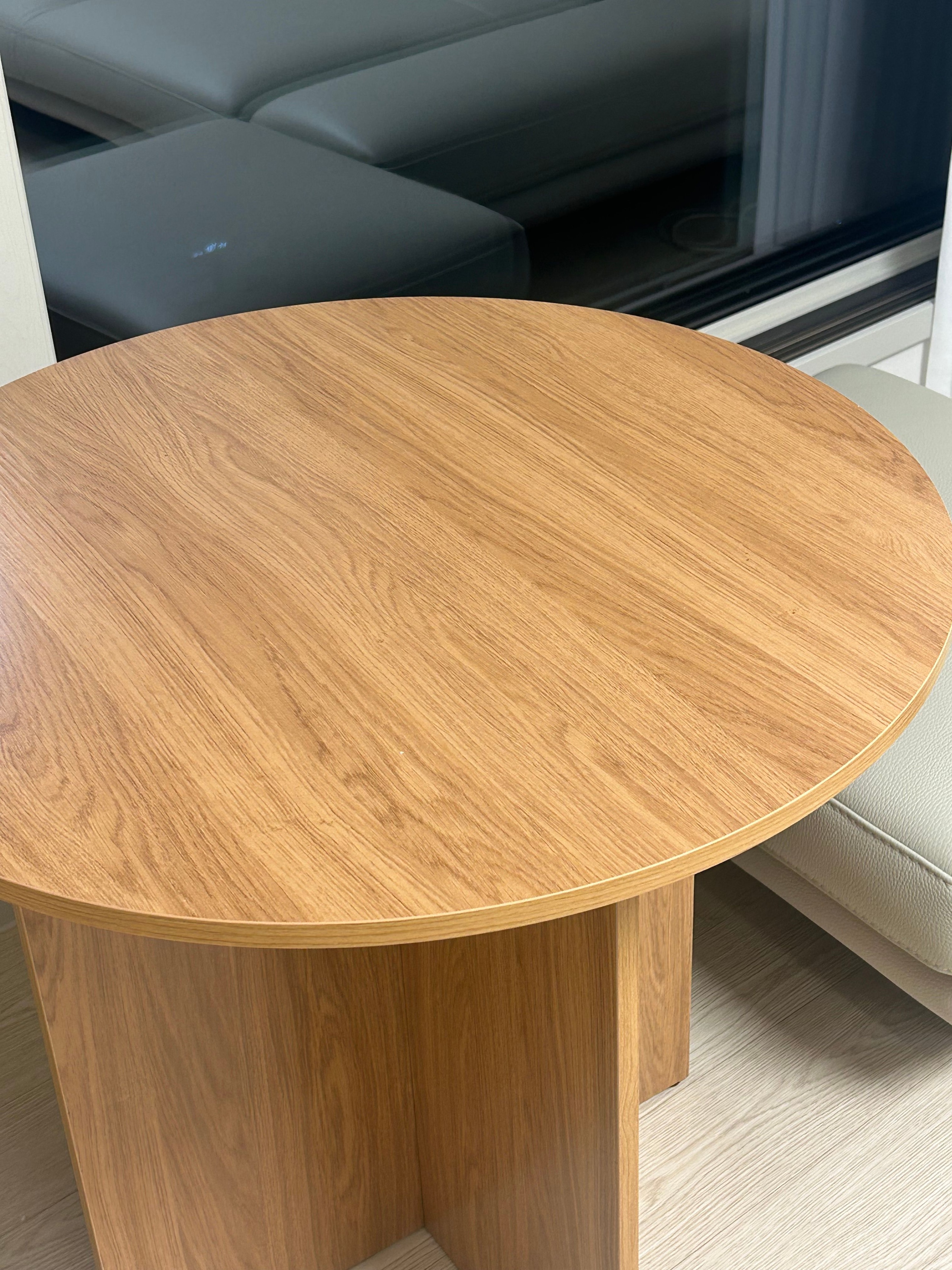 woodray ホームカフェ 円形 テーブル 80cm ホワイト 加工木材 奥行き