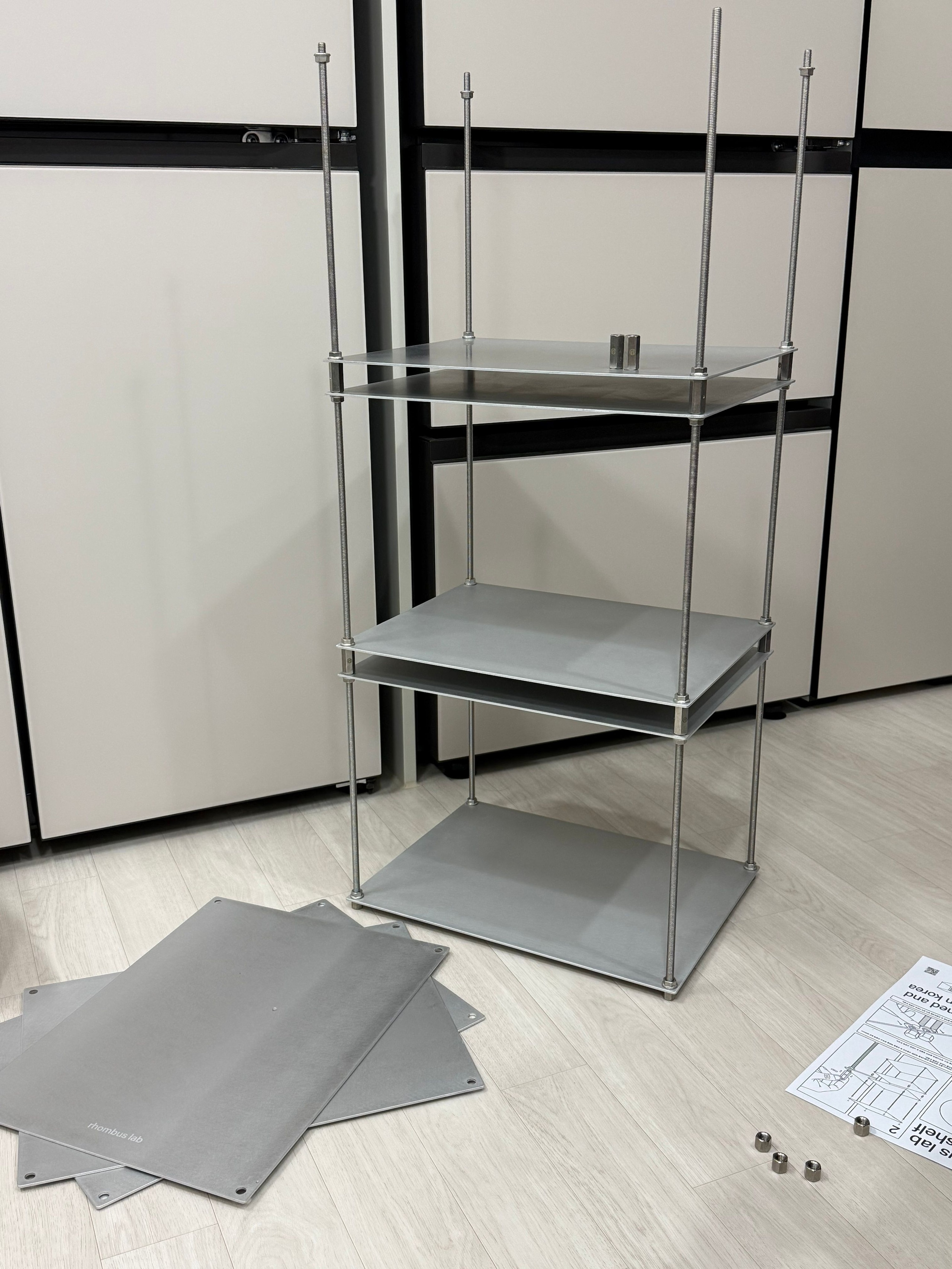 rhombus lab 4段 モジュールラック［3種］ シルバー スチール 奥行き