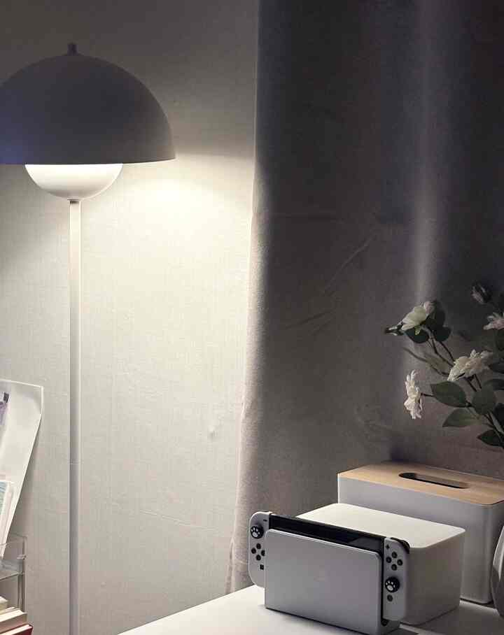 好きなすっきりとcozy vibe  #자취방인테리어 #조화인테리어 #암막커튼 #자취방조명 #스탠드조명 #티슈케이스 #화이트우드 #좁은집인테리어 