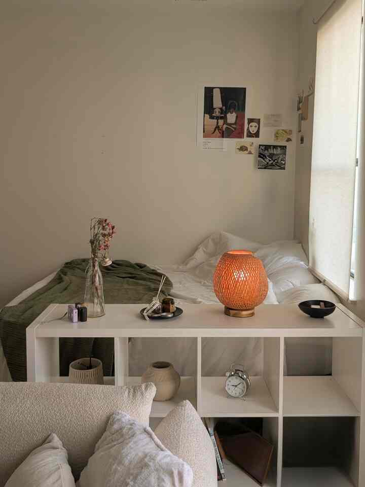 a corner filled with soft light and neutral tones— the perfect spot to relax and recharge ☀️ #bedroom #neutral #boucle

