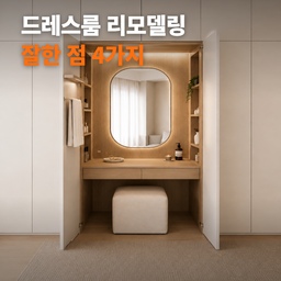 드레스룸 설계할 때 도면에 꼭 넣어야 하는 4가지
드레스룸을 계획할 때 대부분 "몇 칸으로 나눌까"부터 고민하십니다.
그런데 완성 후 만족도를 가르는 건 칸 개수가 아니라
'안 쓰이던 공간을 얼마나 살렸는가'입니다.
■ 서랍장 위 높이를 도면에 적어두세요
드레스룸에서 가장 많이 버려지는 자리가 서랍장 상부입니다.
서랍장이 끝나는 지점부터 천장까지의 높이를 미리 재두고
그 자리에 천장 옷봉을 넣을지 말지를 설계 단계에서 결정해야 합니다.
이 자리는 '한 번 입고 바로 빨기 애매한 옷'을 위한 공간입니다.
아우터, 니트, 한 번 걸친 셔츠처럼 세탁하기도 애매하고
옷장에 다시 넣기도 찜찜한 옷들이요.
이 옷들이 갈 곳이 없으면 결국 의자 위나 방문 손잡이로 갑니다.
드레스룸을 아무리 잘 만들어도 방이 어질러 보이는 이유가 대부분 여기에 있습니다.
■ 모든 칸을 같은 폭으로 나누지 마세요
칸을 균등하게 쪼개면 도면상으로는 정리돼 보이지만
실제로는 부피 있는 옷이 들어갈 자리가 사라집니다.
전체 중 한 칸만 와이드로 빼면 롱코트가 눌리지 않고
문을 열었을 때 가로로 시야가 트여 공간이 훨씬 여유 있어 보입니다.
내부 마감재를 도어와 같은 재질로 맞추면 열었을 때 완성도가 달라집니다.
여기서 한 가지 확인하셔야 할 게 있습니다.
가로 폭이 넓어질수록 가운데 처짐 문제가 생깁니다.
뒷판이 얇으면 시간이 지나면서 출렁거리고 가운데가 분절돼 보입니다.
유비스가구 광폭장은 18t 두꺼운 합판 뒷판과 특수 보강을 적용해
사람이 올라가도 휘지 않는 구조로 제작합니다.
■ 아일랜드 깊이는 집마다 달라야 합니다
"가운데 아일랜드를 두면 좁아 보이지 않나요?"
가장 많이 나오는 질문인데, 답은 통로 폭에 달려 있습니다.
규격으로 나온 아일랜드를 그대로 넣으면 좁아 보이는 집이 생기고,
통로가 넓은 집은 오히려 수납 용량을 손해 봅니다.
유비스가구는 집마다 통로를 실측해 아일랜드 깊이를 다르게 제작합니다.
속옷, 양말, 액세서리, 벨트처럼 벽면 장에 넣으면 오히려 찾기 어려운 물건들이
이 한 곳에 모이면 드레스룸 사용 동선이 눈에 띄게 짧아집니다.
■ 화장대는 가구가 아니라 '한 칸'으로 해결하세요
구축 아파트에서 가장 반응이 좋은 설계입니다.
방이 빠듯해 화장대를 포기하셨다면, 붙박이장 한 칸을 화장대로 만드세요.
문을 닫으면 벽면에 그대로 밀착되어 라인이 끊기지 않고,
통로로 튀어나오는 가구가 없어 동선을 방해하지 않습니다.
화장품, 드라이기, 헤어 도구처럼 늘어놓으면 지저분해지는 짐이
문 하나로 전부 가려집니다.
가구를 더 넣는 게 아니라 장 안으로 넣는 것.
가구 개수가 줄어들면 같은 평수도 두 배는 넓어 보입니다.
■ 정리
네 가지 모두 규격 모듈로는 만들 수 없는 구조입니다.
서랍장 위 높이, 와이드 칸의 위치, 아일랜드 깊이, 화장대 칸의 폭까지
전부 우리 집 치수를 기준으로 정해져야 하기 때문입니다.
유비스가구는 벽 끝부터 끝까지, 천장부터 바닥까지 1mm 단위로 실측해 제작하고
시공 전 3D 도면으로 완성된 모습을 미리 확인하실 수 있습니다.
📌 저장해두고 드레스룸 도면 받기 전에 다시 확인해보세요.
#드레스룸 #드레스룸제작 #안방드레스룸 #드레스룸수납 #광폭장 #붙박이장 #수납인테리어 #집꾸미기 #아파트인테리어