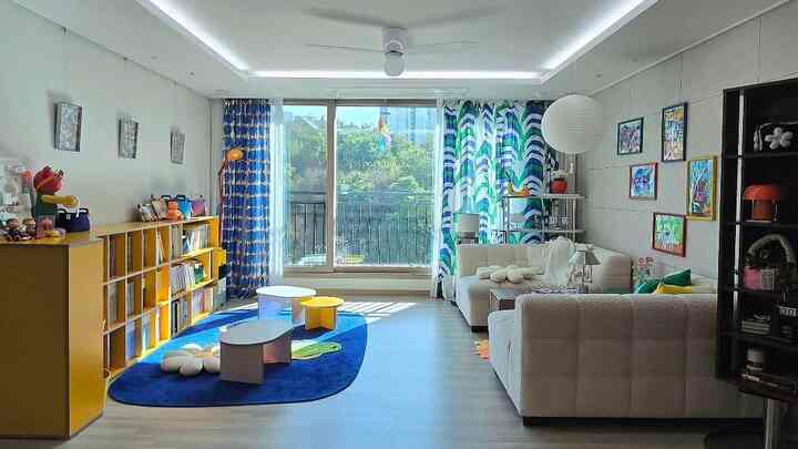 🇰🇷 3LDK｜ラグやカーテンで色遊び🎨ファブリックで彩るカラフルハウス