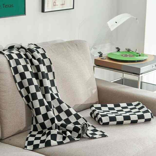 Checker ニット ブランケット
