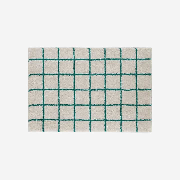 Green grid ドアマット 50x70cm
