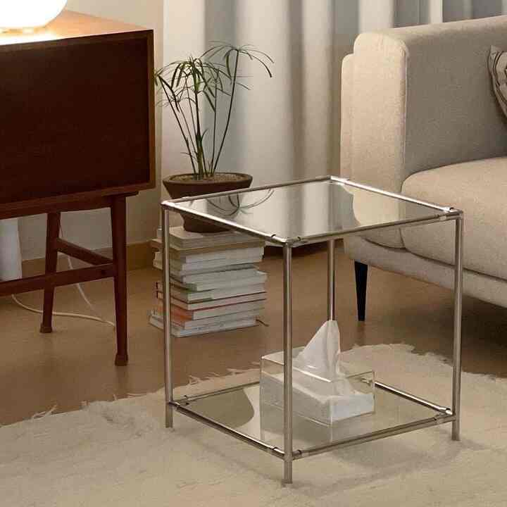 モジュール ガラス キューブ サイドテーブルド 組み立て式