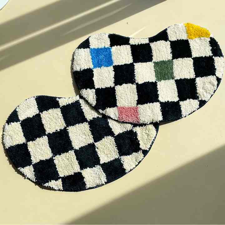 豆型 チェッカーボード バスマット［2種］