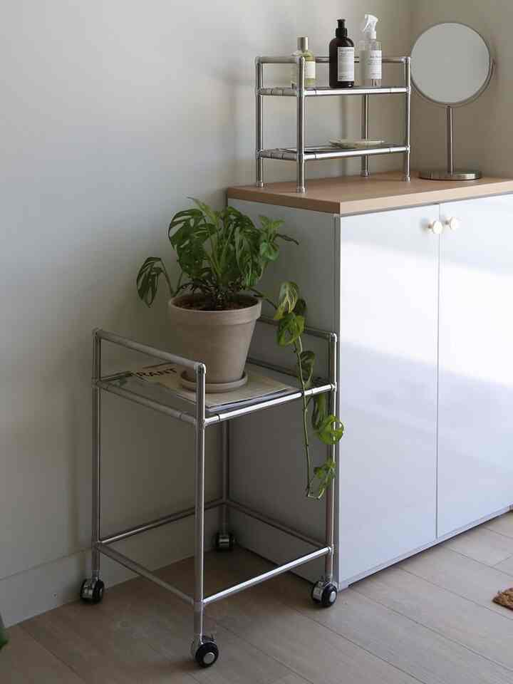 2段 キャスター付き モジュール スチール ラック［8色］