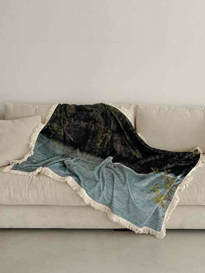forest lake タッセル付き ブランケット