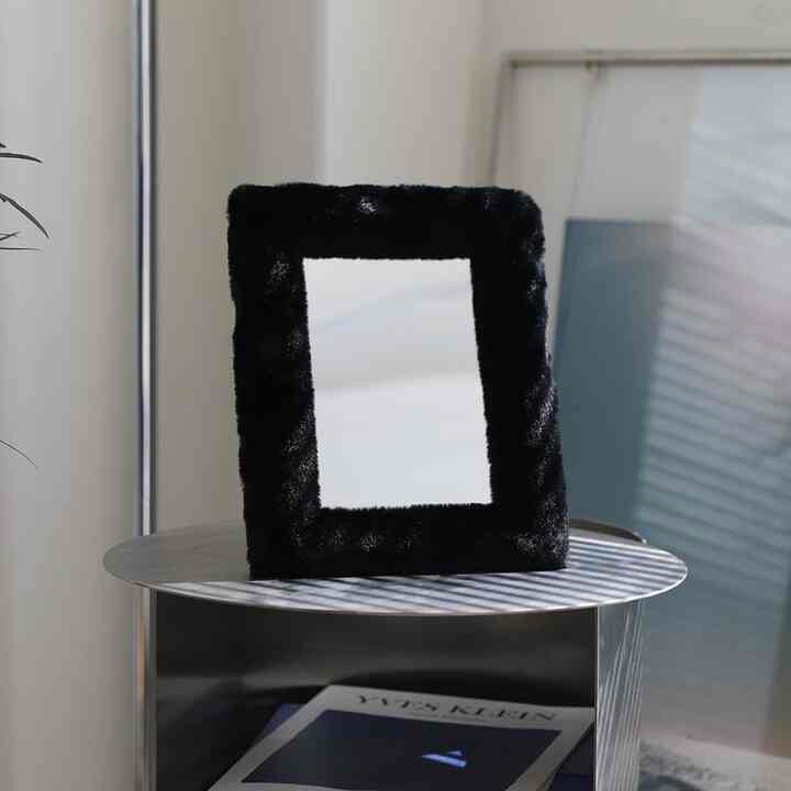 FAUX ファー ミラー ブラック