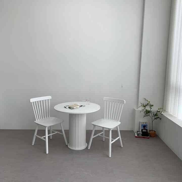 WHITE 円形 リブ脚 テーブル 80cm