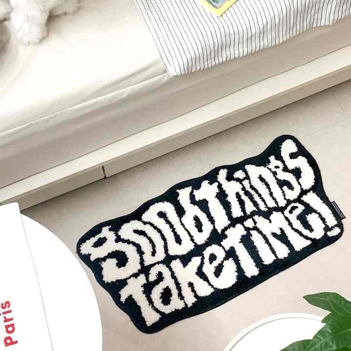 GOOD THINGS TAKE TIME-BLACK ラグ