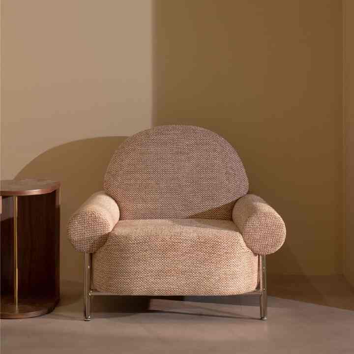 ROUND EASY CHAIR - ORANGE PATTERN