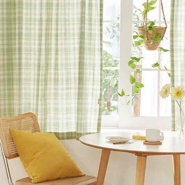 Apple Mint Check 目隠しカーテン